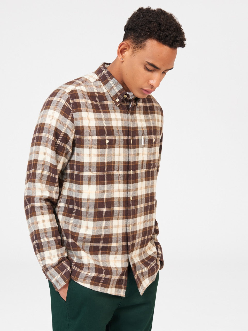 Chemises Ben Sherman Brushed Plain Check Chocolat | DWW-11357000